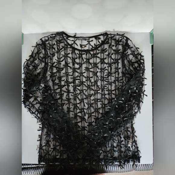 Zara Black Bow Sheer Top - EXCELLENT condition. - Picture 6 of 10